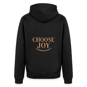 Choisissez la typographie de motivation Joy - Veste à capuche bio Premium Unisexe - noir - Dos - Nico (187cm)