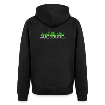 Augsburg - skyline - Unisex Premium Organic Zip Hoodie - black - Back - Nico (187cm)