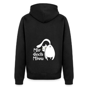 Katze lustig Miau egal lustige Sprüche Haustier - Unisex Premium Bio Zip Hoodie - Schwarz - Hinten - Nico (187cm)