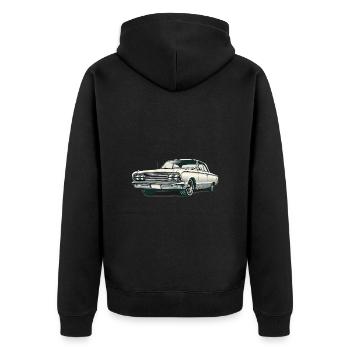 Classic Car Vintage Design Tee - Unisex Premium Organic Zip Hoodie - black - Back - Nico (187cm)