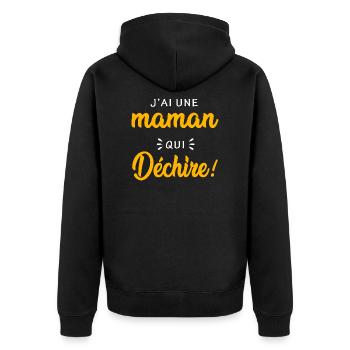 j'ai une maman qui déchire cadeau naissance bébé - Veste à capuche bio Premium Unisexe - noir - Dos - Nico (187cm)
