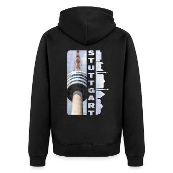 Stuttgart Germany City Skyline Home Love - Unisex Premium Organic Zip Hoodie - black - Back - Nico (187cm)