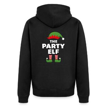 The Party Elf - Unisex Premium Organic Zip Hoodie - black - Back - Nico (187cm)