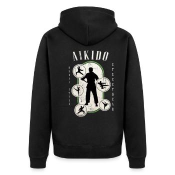 Aïkido Arts Martiaux Arts Martiaux Combattant Vintage Rétro - Veste à capuche bio Premium Unisexe - noir - Dos - Nico (187cm)