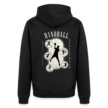 Handball Handball Player Handball Player Vintage Retro - Veste à capuche bio Premium Unisexe - noir - Dos - Nico (187cm)