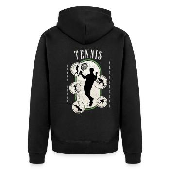 Tennis Tennis Player Player Vintage Retro - Unisex Premium Organic Zip Hoodie - black - Back - Nico (187cm)