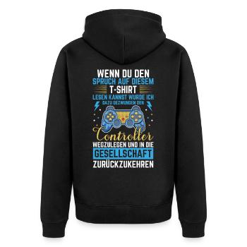 Wenn Du Den Spruch Auf Diesem T-Shirt Lesen Kannst - Unisex Premium Bio Zip Hoodie - Schwarz - Hinten - Nico (187cm)