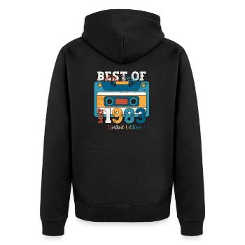 40th Birthday Man Cassette May Vintage 1983 - Unisex Premium Organic Zip Hoodie - black - Back - Nico (187cm)