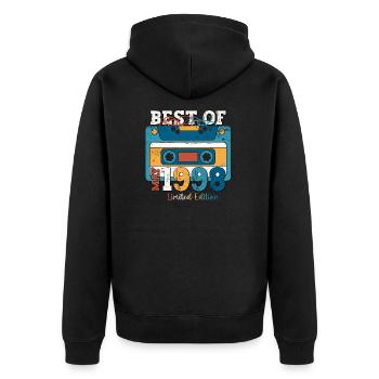 25th Birthday Man Cassette May Vintage 1998 - Unisex Premium Organic Zip Hoodie - black - Back - Nico (187cm)