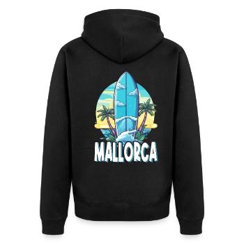 Mallorca Palmen Surfen Spanien Insel Sommer Party - Unisex Premium Bio Zip Hoodie - Schwarz - Hinten - Nico (187cm)