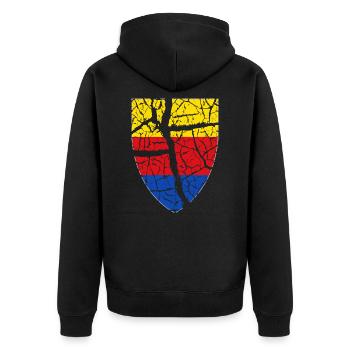 Nordholland Flagge im Wappen - Unisex Premium Bio Zip Hoodie - Schwarz - Hinten - Nico (187cm)