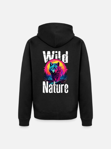Susi Susi Pää Sudet Susi Pakkaus Luonto Neon Värikäs - Premium unisex luomu-huppari vetoketjulla - musta