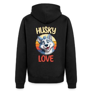 Husky Liebe Hund Schlittenhund Hunderasse Winter - Unisex Premium Bio Zip Hoodie - Schwarz - Hinten - Nico (187cm)