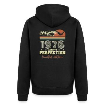 Original 1976 Birthday Gift 1945 Retro 1976 - Unisex Premium Organic Zip Hoodie - black - Back - Nico (187cm)