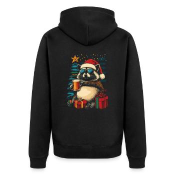 Bière Noël raton laveur Fête de Noël - Veste à capuche bio Premium Unisexe - noir - Dos - Nico (187cm)