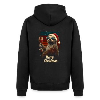 Christmas Party Wine Sloth Funny - Unisex Premium Organic Zip Hoodie - black - Back - Nico (187cm)