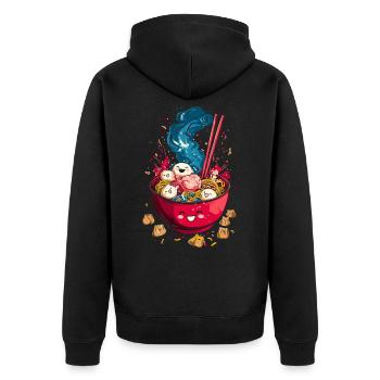 Bol de Ramen Kawaii - Veste à capuche bio Premium Unisexe - noir - Dos - Nico (187cm)