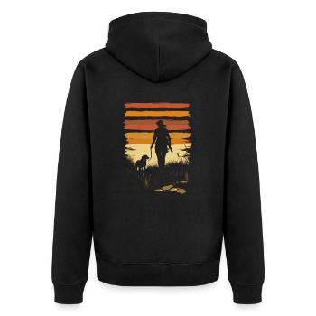 Chasseresse avec chien Vintage - Veste à capuche bio Premium Unisexe - noir - Dos - Nico (187cm)