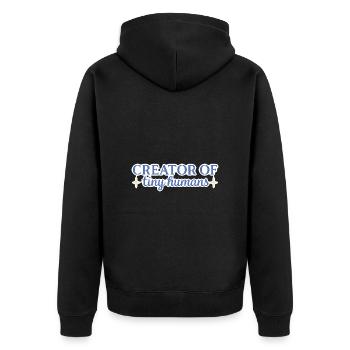 Schöpfer des Tiny Humans Cute Mom Designs - Unisex Premium Bio Zip Hoodie - Schwarz - Hinten - Nico (187cm)