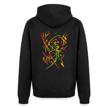 Abstrakt - Unisex Premium Bio Zip Hoodie - Schwarz - Hinten - Nico (187cm)