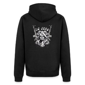 La Jefa Santa Muerte : la mort et la beauté combinées - Veste à capuche bio Premium Unisexe - noir - Dos - Nico (187cm)