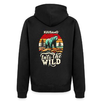 Kuusamo Finland Into The Wild #2 - Unisex Premium Organic Zip Hoodie - black - Back - Nico (187cm)
