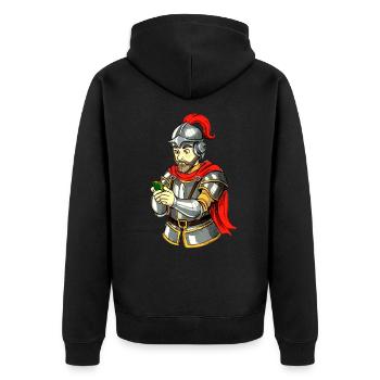 Knight with smartphone - Unisex Premium Organic Zip Hoodie - black - Back - Nico (187cm)