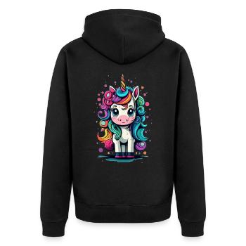 Licorne Fat Sweet - Veste à capuche bio Premium Unisexe - noir - Dos - Nico (187cm)