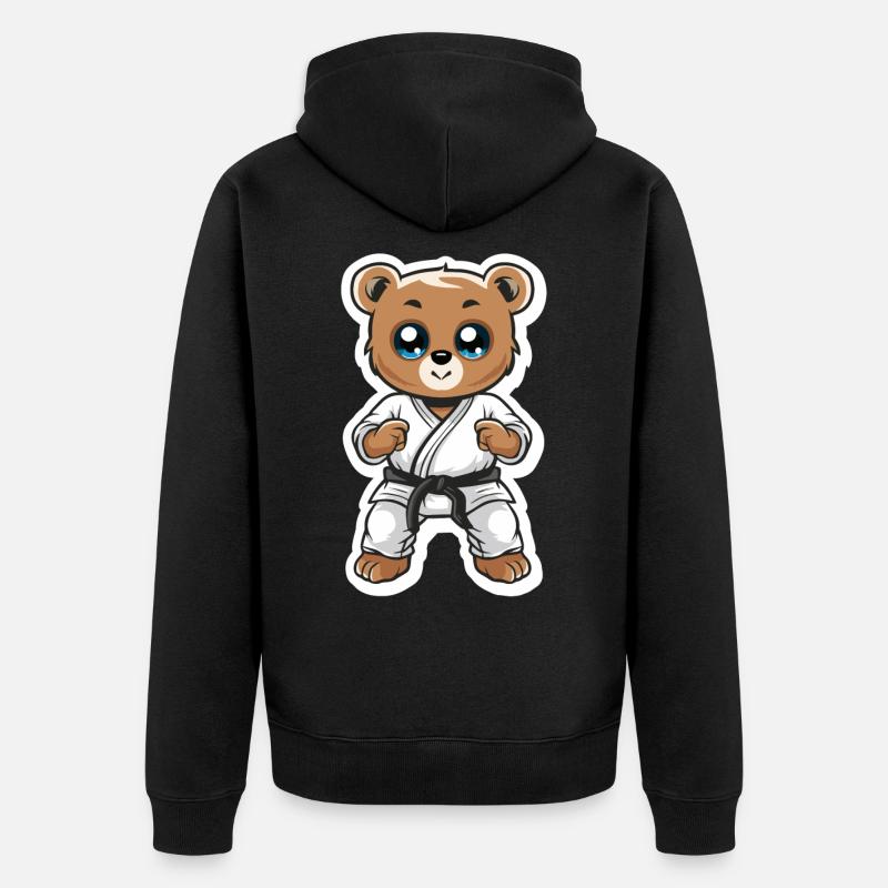 Teddybär Selbstverteidigung - Unisex Premium Bio Zip Hoodie - Schwarz