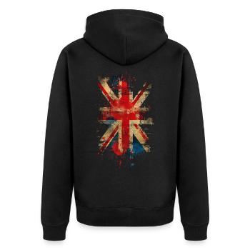 Union Jack - Unisex Premium Bio Zip Hoodie - Schwarz - Hinten - Nico (187cm)