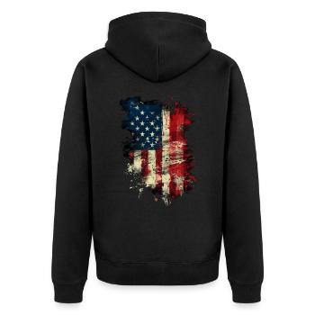 Grunge Amerika - Unisex Premium Bio Zip Hoodie - Schwarz - Hinten - Nico (187cm)