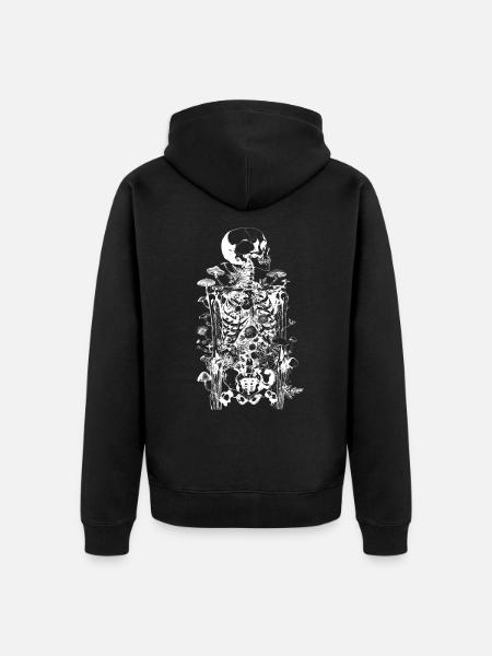 Morbid Horror Mushroom Skeleton - Happy Halloween - Unisex Premium Organic Zip Hoodie - black