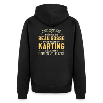 Beaugosse et faire du Karting - Veste à capuche bio Premium Unisexe - noir - Dos - Nico (187cm)