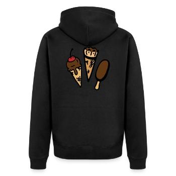 Eis - Eiscreme / ice cream / Schokolade - Unisex Premium Bio Zip Hoodie - Schwarz - Hinten - Nico (187cm)