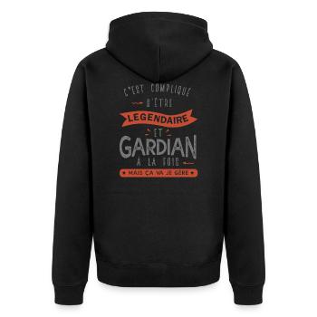 Gardian légendaire Cadeau homme humour gardian - Veste à capuche bio Premium Unisexe - noir - Dos - Nico (187cm)