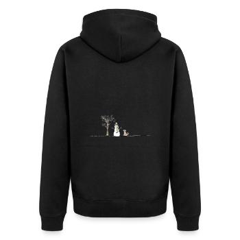 Snow Snowman Dog Stick Throwing Sticks - Unisex Premium Organic Zip Hoodie - black - Back - Nico (187cm)