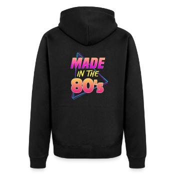 Made In The 80's - Unisex Premium Bio Zip Hoodie - Schwarz - Hinten - Nico (187cm)