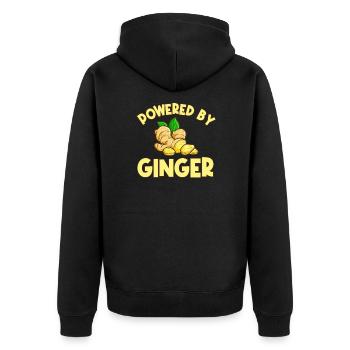 Ingwer Geschenk - Unisex Premium Bio Zip Hoodie - Schwarz - Hinten - Nico (187cm)