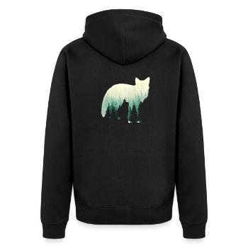 Fuchs Im Nebel - Unisex Premium Bio Zip Hoodie - Schwarz - Hinten - Nico (187cm)