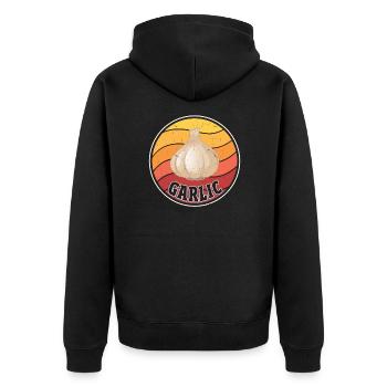 Knoblauch - Unisex Premium Bio Zip Hoodie - Schwarz - Hinten - Nico (187cm)