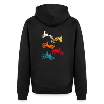 Liegerad Fahrrad - Unisex Premium Bio Zip Hoodie - Schwarz - Hinten - Nico (187cm)
