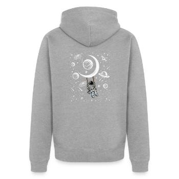 Astronauten Schaukel Geschenk - Unisex Premium Bio Zip Hoodie - Grau meliert - Hinten - Nico (187cm)