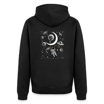 Astronauten Schaukel Geschenk - Unisex Premium Bio Zip Hoodie - Schwarz - Hinten - Nico (187cm)