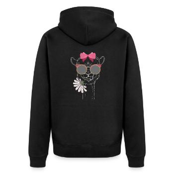 Lama Dame Geschenk - Unisex Premium Bio Zip Hoodie - Schwarz - Hinten - Nico (187cm)