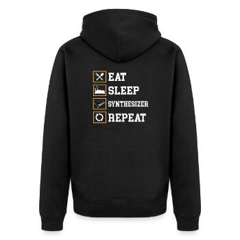 Synthesizer Musik - Unisex Premium Bio Zip Hoodie - Schwarz - Hinten - Nico (187cm)