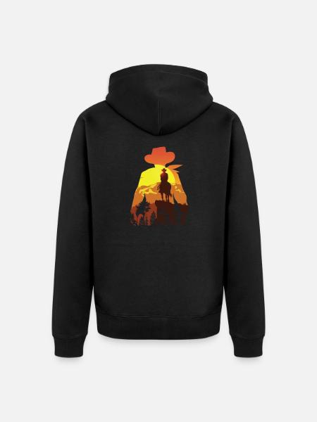 Cowboy with horse - Unisex Premium Organic Zip Hoodie - black