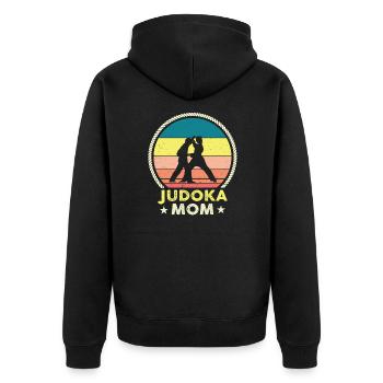 Judoka Mama - Unisex Premium Bio Zip Hoodie - Schwarz - Hinten - Nico (187cm)