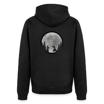 Kendo Bei Nacht - Unisex Premium Bio Zip Hoodie - Schwarz - Hinten - Nico (187cm)