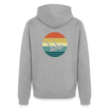 Synchronschwimmen - Unisex Premium Bio Zip Hoodie - Grau meliert - Hinten - Nico (187cm)
