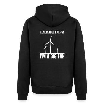Erneuerbare Energie Windrad - Unisex Premium Bio Zip Hoodie - Schwarz - Hinten - Nico (187cm)
